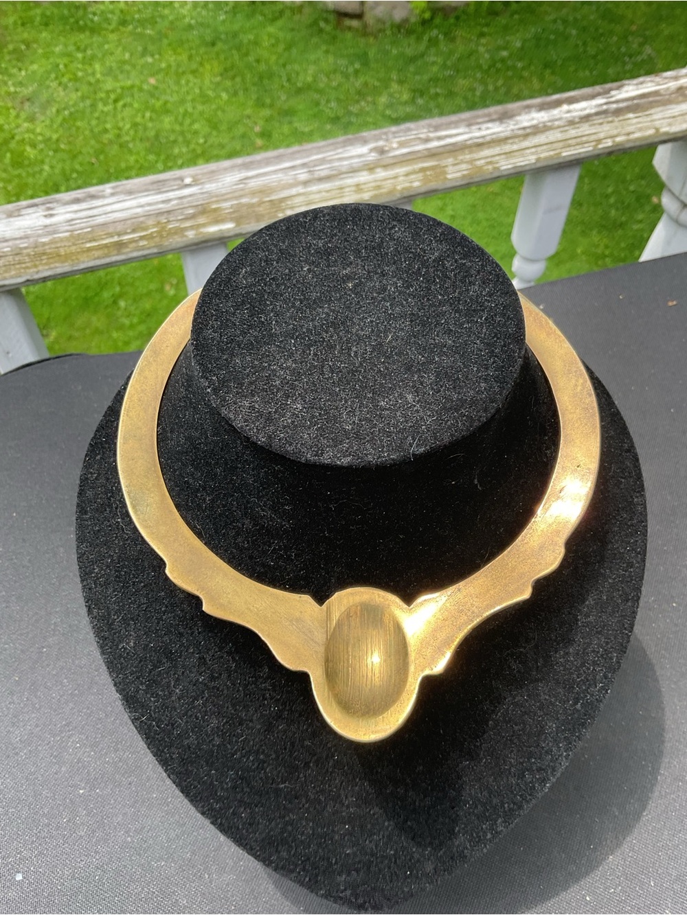 Vintage Egyptian revival brass choker/Collar Necklace - Picture 2 of 5